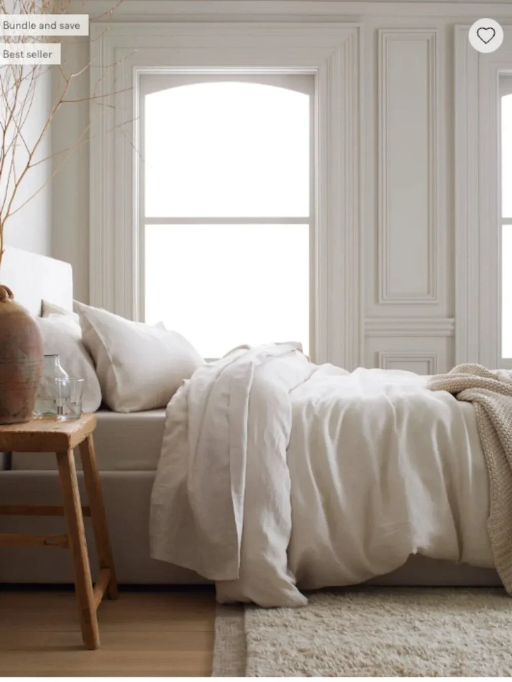 Quince European Linen Duvet Cover – Full/Queen – Sand/Cream – Good Return Cond
